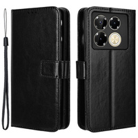 Klapkové puzdro pre Infinix Note 40 Pro Plus, Crazy Horse Wallet, čierne