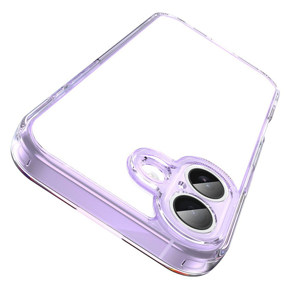 Puzdro pre iPhone 17, s krytom fotoaparátu, priehľadné s fialovými stranami