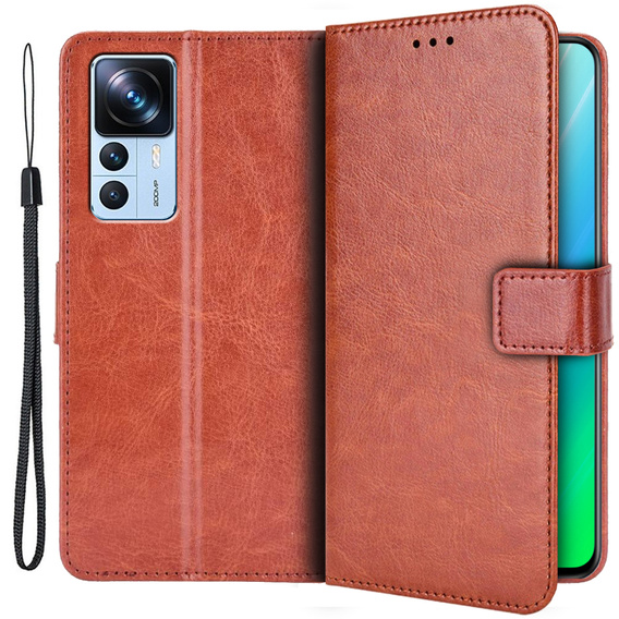 Klapkové puzdro pre Xiaomi 12T / 12T Pro, Crazy Horse Wallet, hnedé