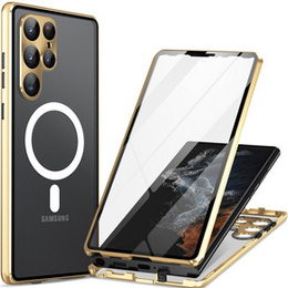 Magnetické puzdro Dual Glass MagSafe pre Samsung Galaxy S24 Ultra, zlaté