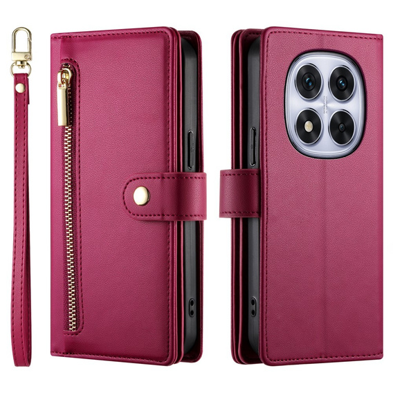 Klapkové puzdro pre Xiaomi Redmi Note 14 Pro 5G / Poco X7 5G, Wallet Zipper Pocket, červené