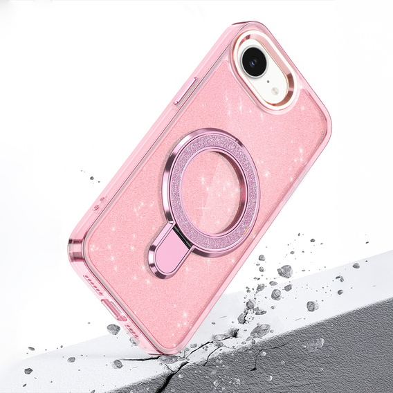 Puzdro iPhone 16e, Glittery Magnetic Kickstand, ružové