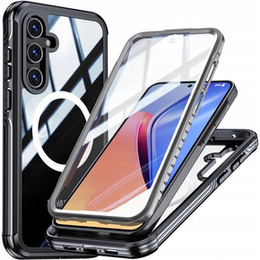 Puzdro pre Samsung Galaxy A55 5G, Shockproof, so sklom, pre MagSafe, čierne