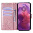 Klapkové puzdro pre Motorola Moto E14, Butterfly, ružové rose gold