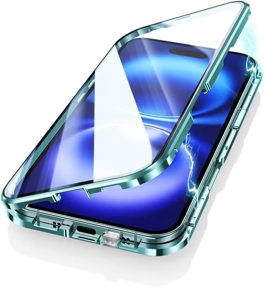 Magnetické puzdro Dual Glass MagSafe pre iPhone 16, zelený