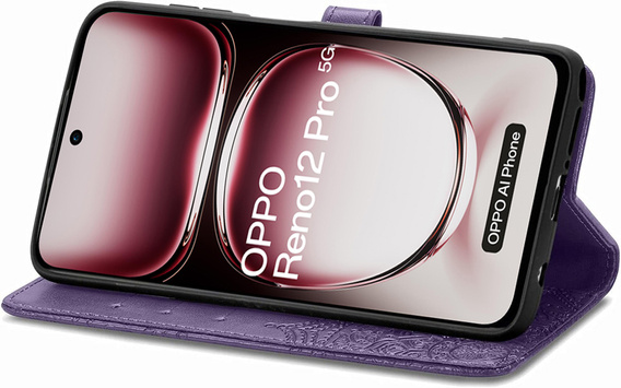 Klapkové puzdro pre Oppo Reno 12 Pro, Mandala, fialové