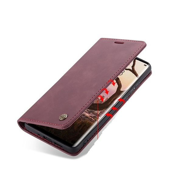 CASEME puzdro pre Huawei P30 Pro, Leather Wallet Case, bordové
