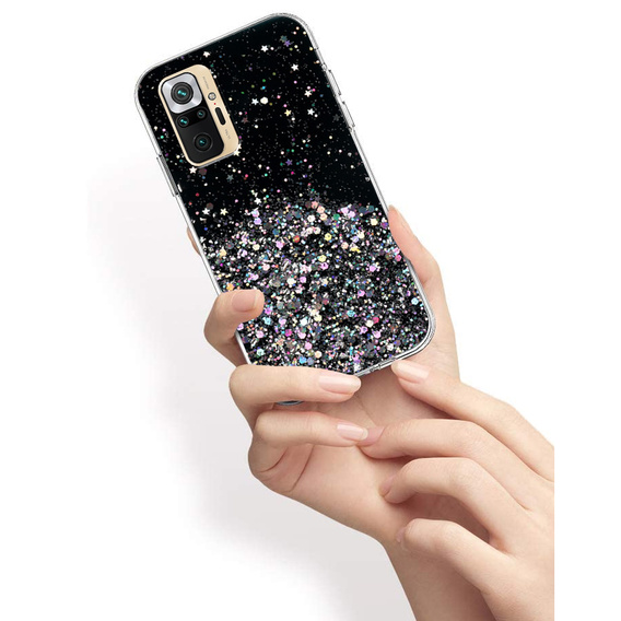 Obal na mobil pre Xiaomi Redmi Note 10 Pro, Glittery, čierne