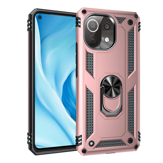 Pancierované obal na mobil pre Xiaomi Mi 11 Lite / Mi 11 Lite 5G / 11 Lite 5G NE, Nox Case Ring, ružové rose gold