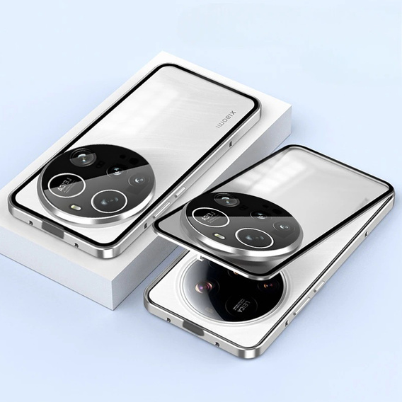 Puzdro pre Xiaomi 15 Ultra, Magnetic Dual Glass, strieborné