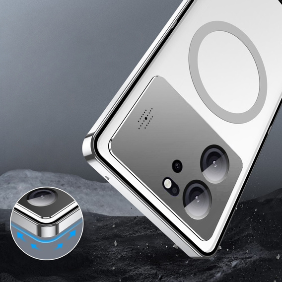 Ochranné puzdro na fotoaparát pre Xiaomi 13T / 13T Pro, CamShield MagSafe, priehľadný / strieborný