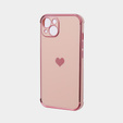 Obal na mobil pre Apple iPhone 13, Electro heart, ružové rose gold
