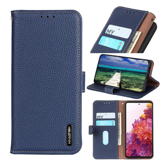 KHAZNEH RFID puzdro pre Xiaomi Poco F6, Litchi Texture, modré
