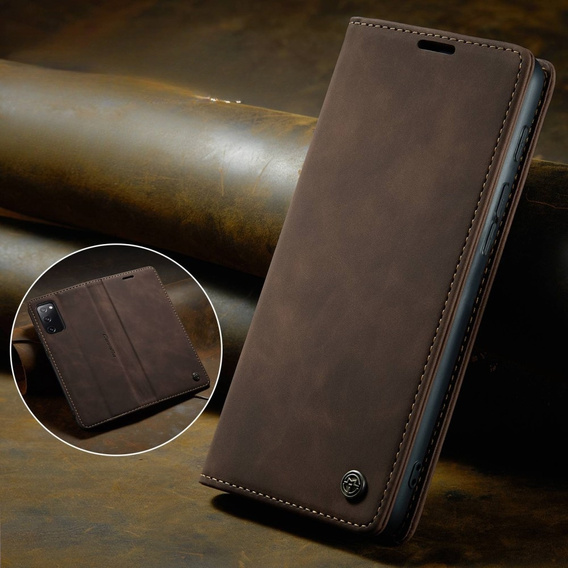 CASEME puzdro pre Samsung Galaxy S20 FE, Leather Wallet Case, hnedé