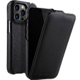 MELKCO flipové puzdro pre iPhone 12 / 12 Pro, kožené, flipové, čierne