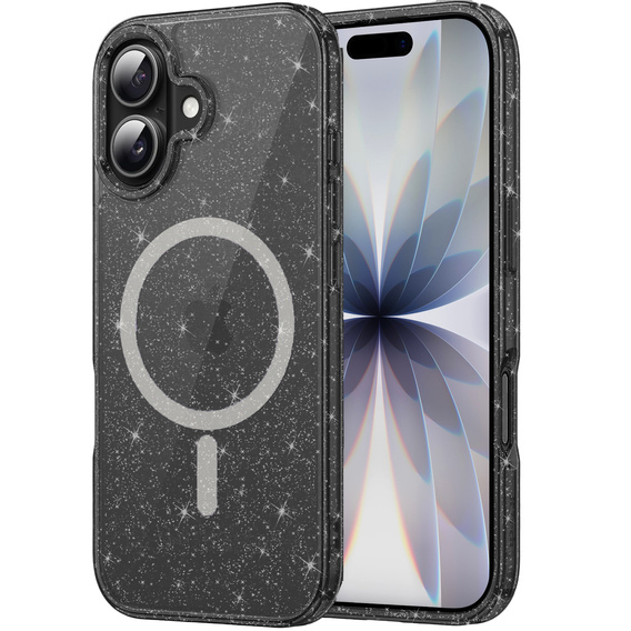 Puzdro pre iPhone 17, pre MagSafe, trblietavé, priesvitné čierne