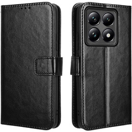 Klapkové puzdro pre Xiaomi 14T Pro, Crazy Horse Wallet, čierne