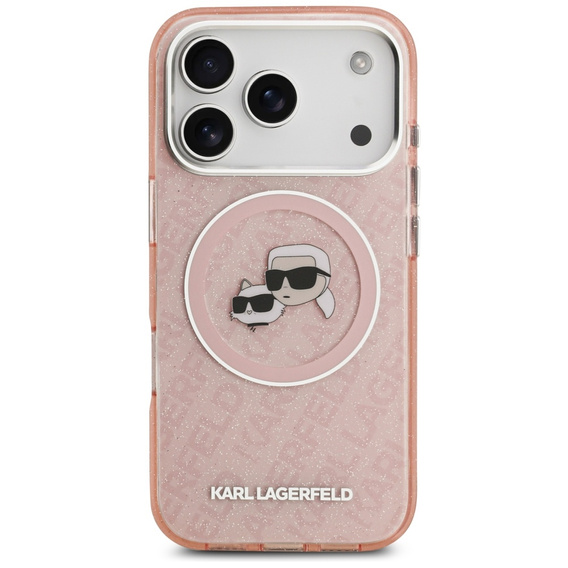 Karl Lagerfeld IML Glitter Karl & Choupette Heads Logo MagSafe puzdro pre iPhone 17 Pro