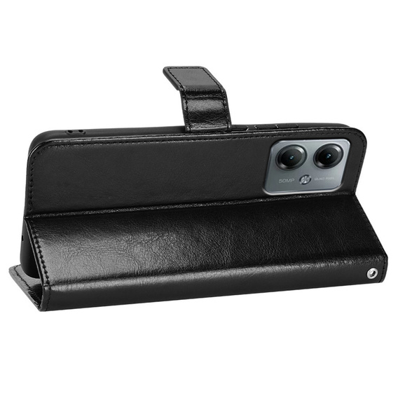 Klapkové puzdro pre Motorola Moto G14, Crazy Horse Wallet, čierne