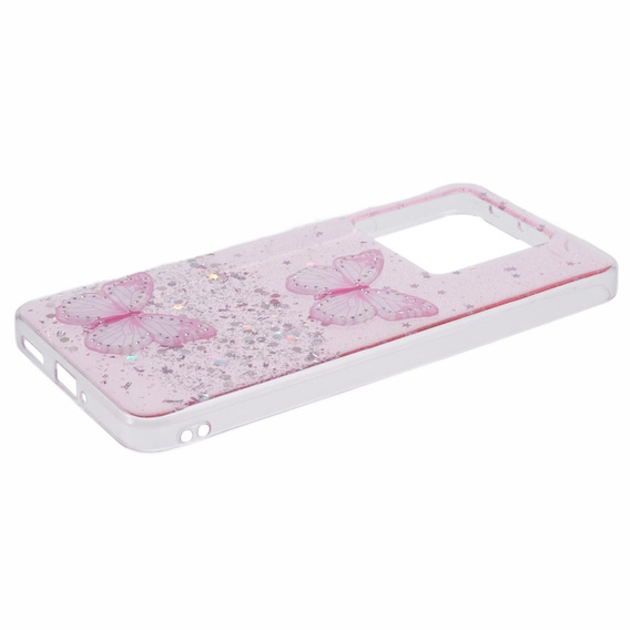 Puzdro pre Xiaomi 13T / 13T Pro / Redmi K60 Ultra, Glitter Butterfly, ružové