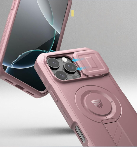 Obrnené puzdro pre iPhone 16 Pro Max, Dexnor CamProtect MagSafe, ružové (dva rámčeky)
