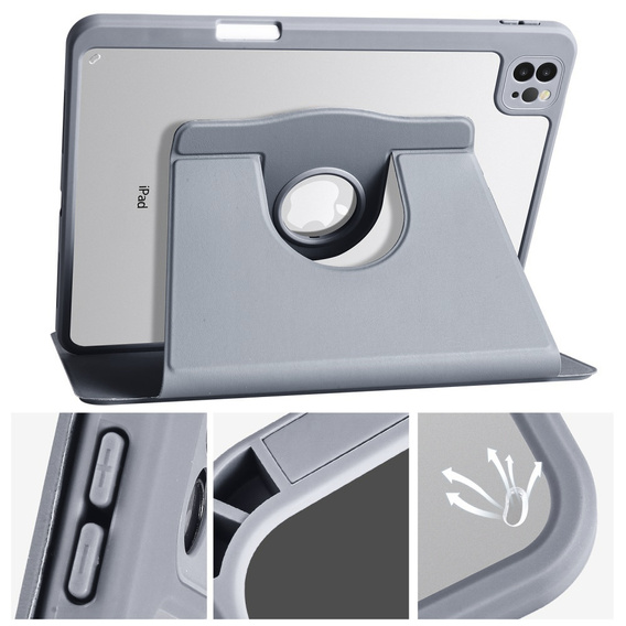 Puzdro pre iPad Pro 11" 2022/2021/2020 (4/3/2 gen.), s priestorom pre stylus, otočné o 360°, fialové