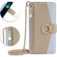 Flipové puzdro pre iPhone 14, Wallet Zipper Pocket, so zrkadlom, modré
