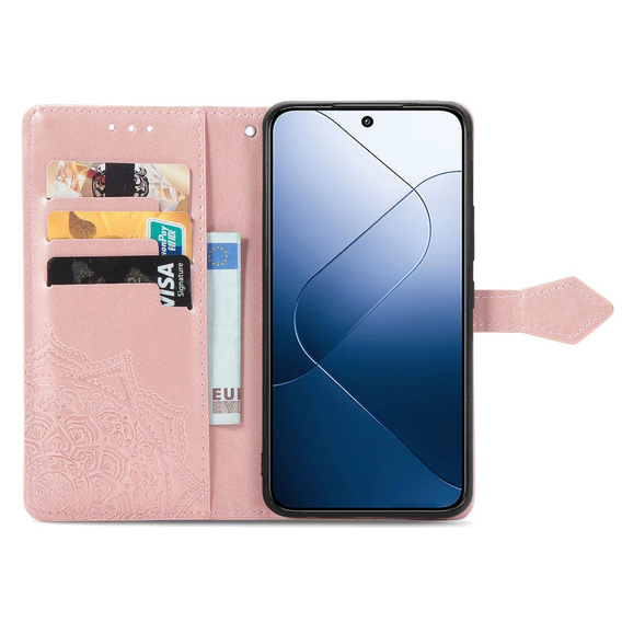 Klapkové puzdro pre Xiaomi 14T Pro, Mandala, ružové rose gold