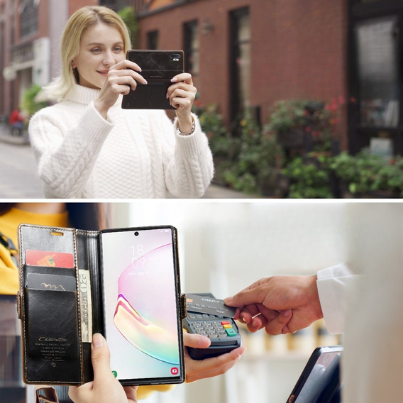 CASEME flipové puzdro pre Samsung Galaxy Note 10 Plus, Waxy Textured, káva