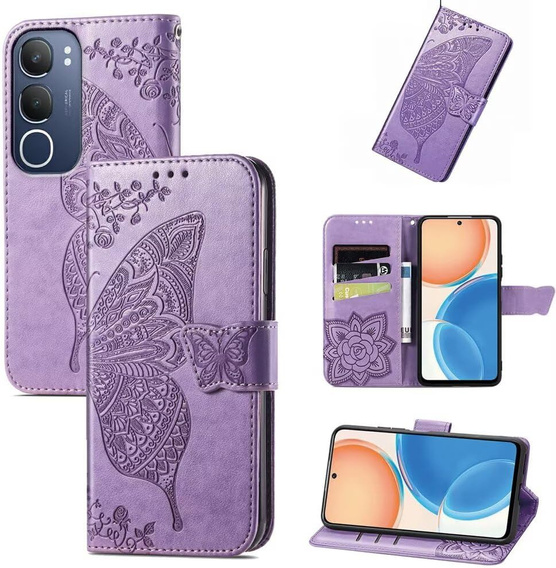 Klapkové puzdro pre Vivo Y19s, Butterfly, fialové