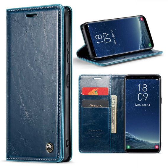 CASEME flipové puzdro pre Samsung Galaxy S8, Waxy Textured, modré