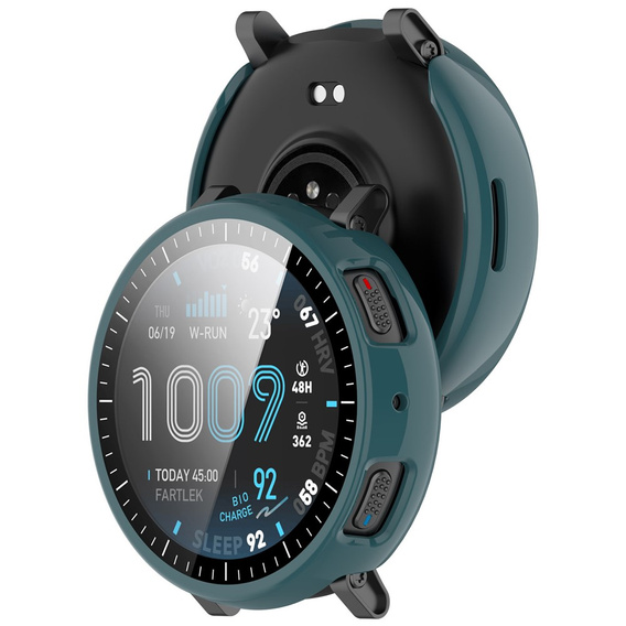 2 v 1 puzdro + tvrdené sklo pre Amazfit Active Max, zelené