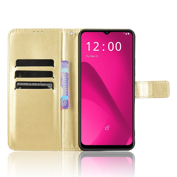 Klapkové puzdro pre T Phone 2 5G, Crazy Horse Wallet, zlaté