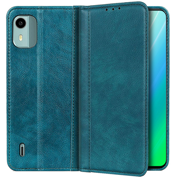 Obal na mobil pre Nokia C12, Wallet Litchi Leather, zelený
