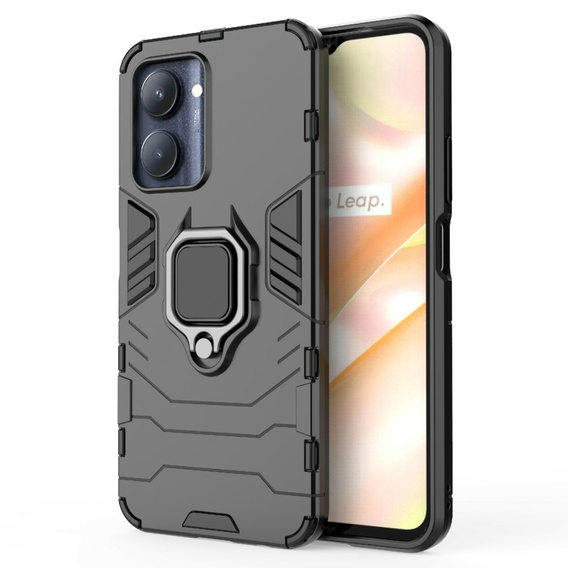 Obal na mobil pre Realme C33, Kickstand Ring, čierne
