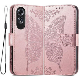 Klapkové puzdro pre Oppo A60, Butterfly, ružové rose gold