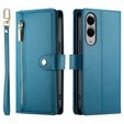 Klapkové puzdro pre Samsung Galaxy S25 Edge, Wallet Zipper Pocket, modré