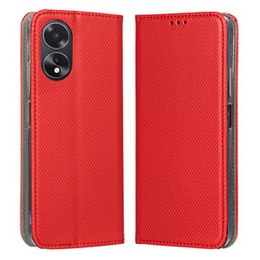Puzdro pre Oppo A18 4G / A38 4G, Smart Magnet, červené + 9H sklo