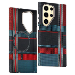 Puzdro pre Samsung Galaxy S23 Ultra, Carbon Fiber MagSafe, modrá / červená