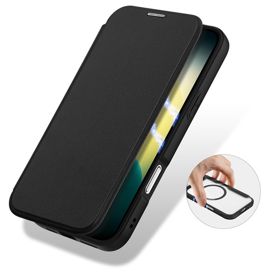 Puzdro Dux Ducis pre iPhone Air, Skin X Pro, s chlopňou, pre MagSafe, čierne