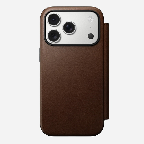 Puzdro Nomad pre iPhone 17 Pro, Modern Leather Folio, hnedé
