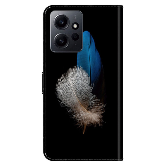 Klapkové puzdro pre Xiaomi Redmi Note 12 4G, Wallet, feathers, čierne