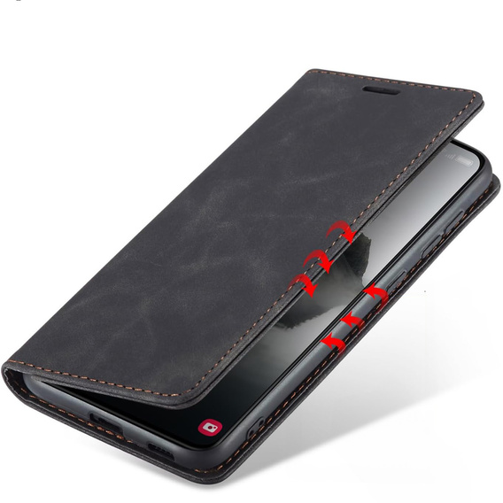 Puzdro pre Samsung Galaxy A55, ERBORD Vintage, čierne + sklo na displej