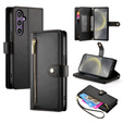 Klapkové puzdro pre Samsung Galaxy S25+ Plus, Wallet Zipper Pocket, čierne