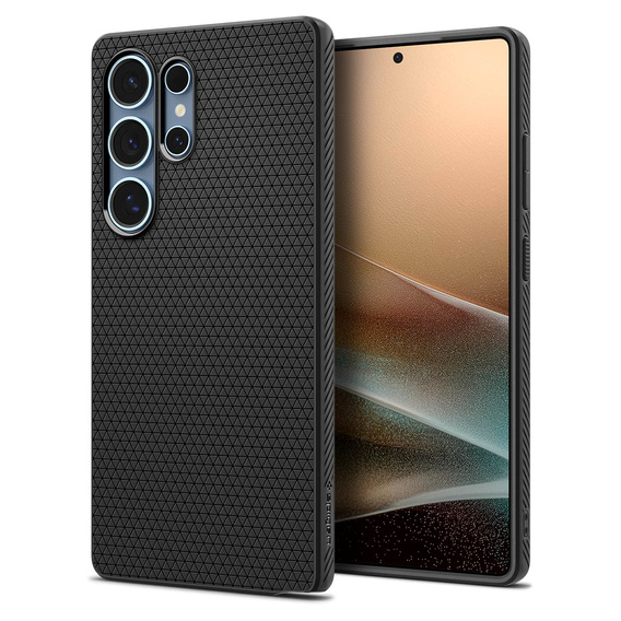 Puzdro Spigen pre Samsung Galaxy S25 Ultra, Liquid Air, čierne + tvrdené sklo 9H
