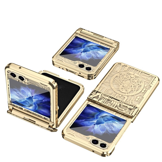 Puzdro pre Samsung Galaxy Z Flip7 FE / Z Flip6, Mechanical Legend, zlaté