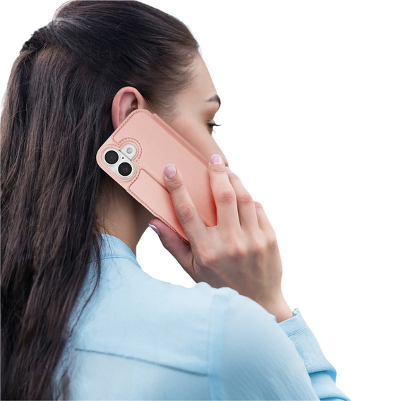 Puzdro Dux Ducis pre iPhone 17, Skin Pro, s chlopňou, s otvorom na kartu, ružové