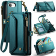 Puzdro CASEME pre iPhone16e, RFID Leather Wallet, s popruhom cez rameno, zelený