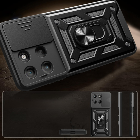 Obal na mobil pre Motorola Moto G15 / Motorola Moto G15 Power, CamShield Slide, čierne