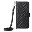 Puzdro s chlopňou pre Samsung Galaxy S25 Edge, Crossbody Leather Wallet, čierne